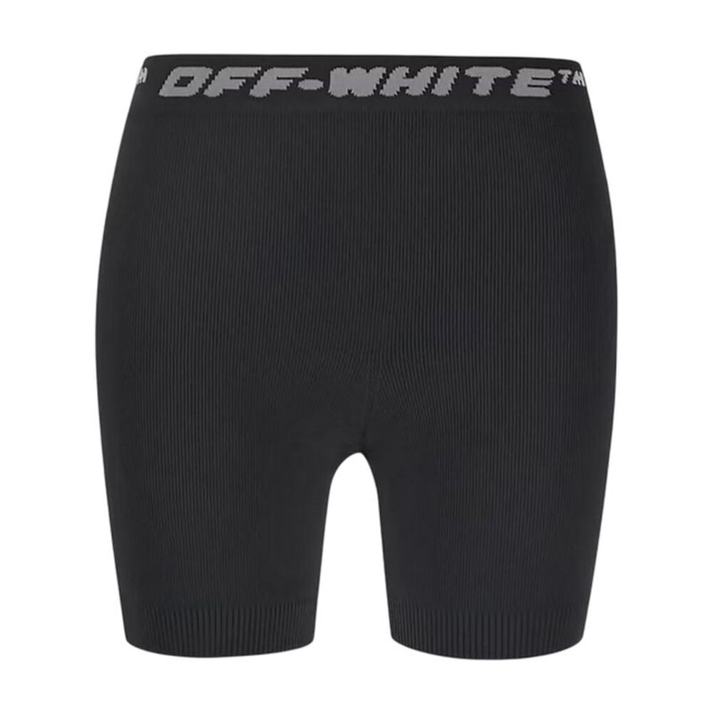 Off White Womens/Ladies Logo Ribbed Slim Shorts / Black/Gray